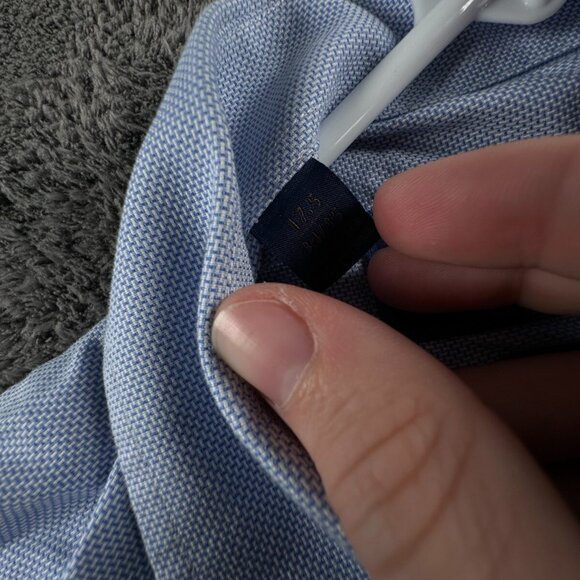 David Donahue Dress Shirt Men 17.5 34/35 Trim Fit Button Up Long Sleeve Blue - Picture 9 of 16